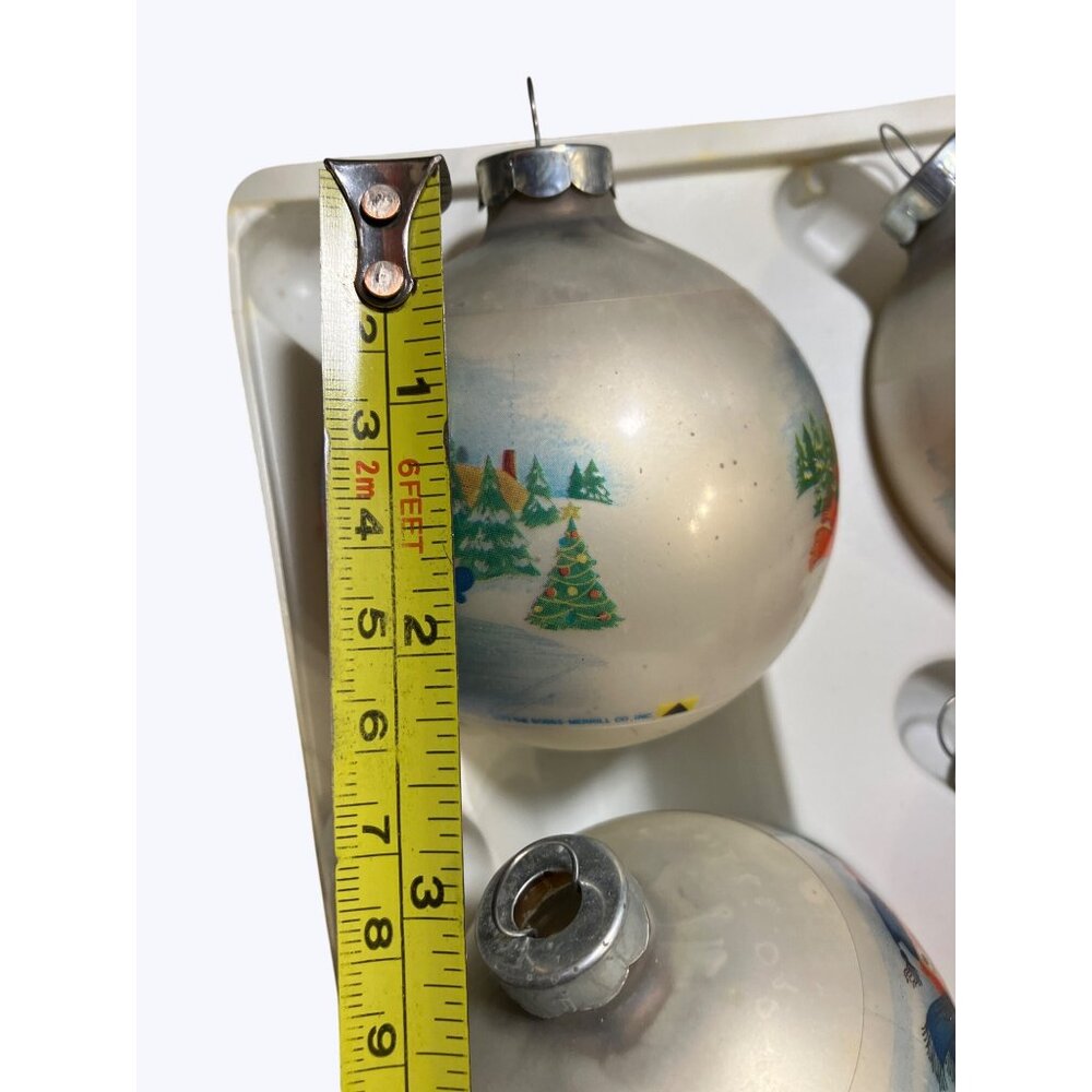 Corning Glass Works Christmas Ornaments Set Of 6 With  Winter Scenes - Picture 6 of 13